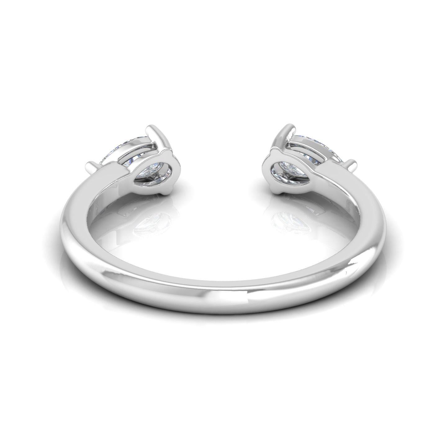 For Sale:  Minimalist Open Ended 18k Solid White Gold Ring with 0.35cts SI/H Color Diamond 2