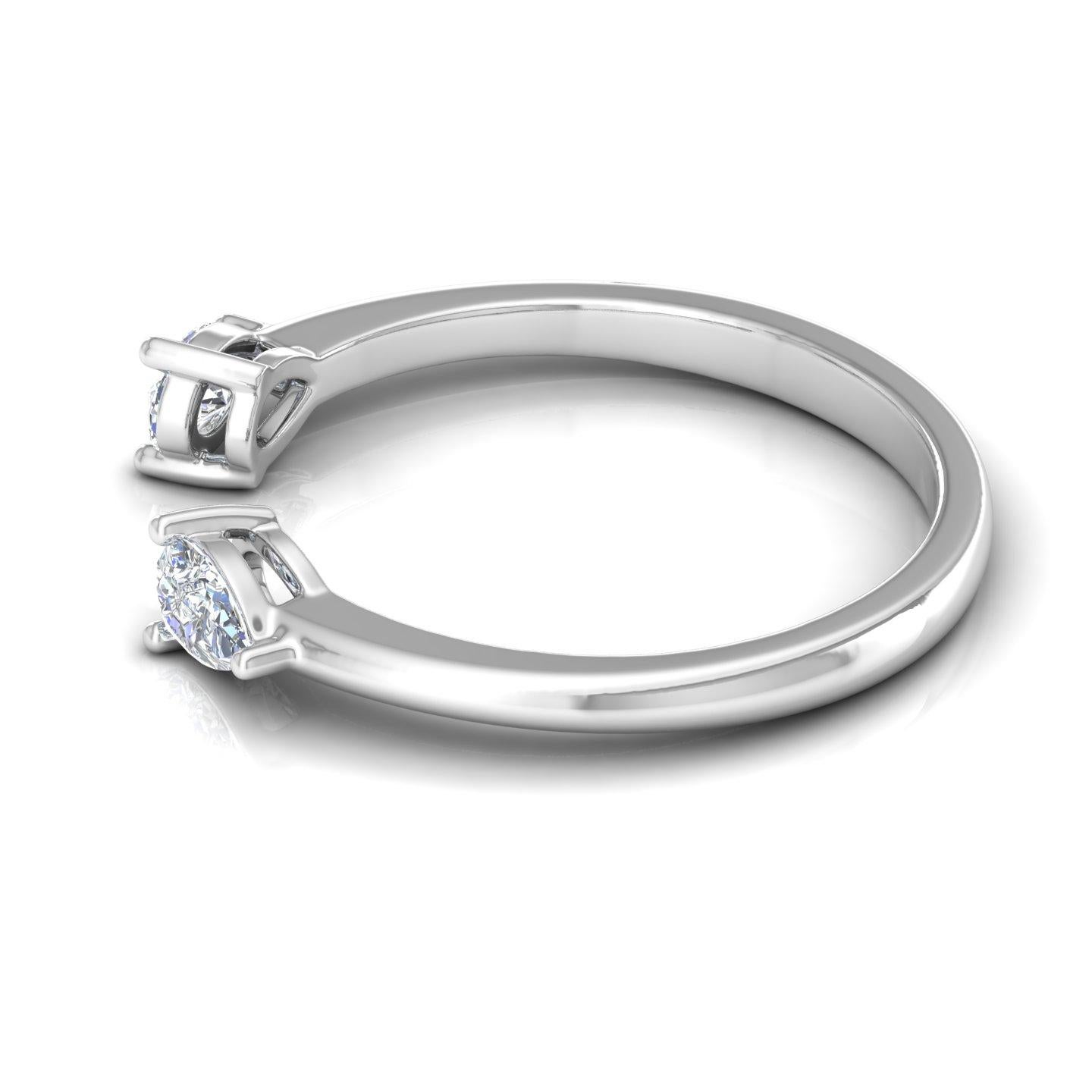 For Sale:  Minimalist Open Ended 18k Solid White Gold Ring with 0.35cts SI/H Color Diamond 3