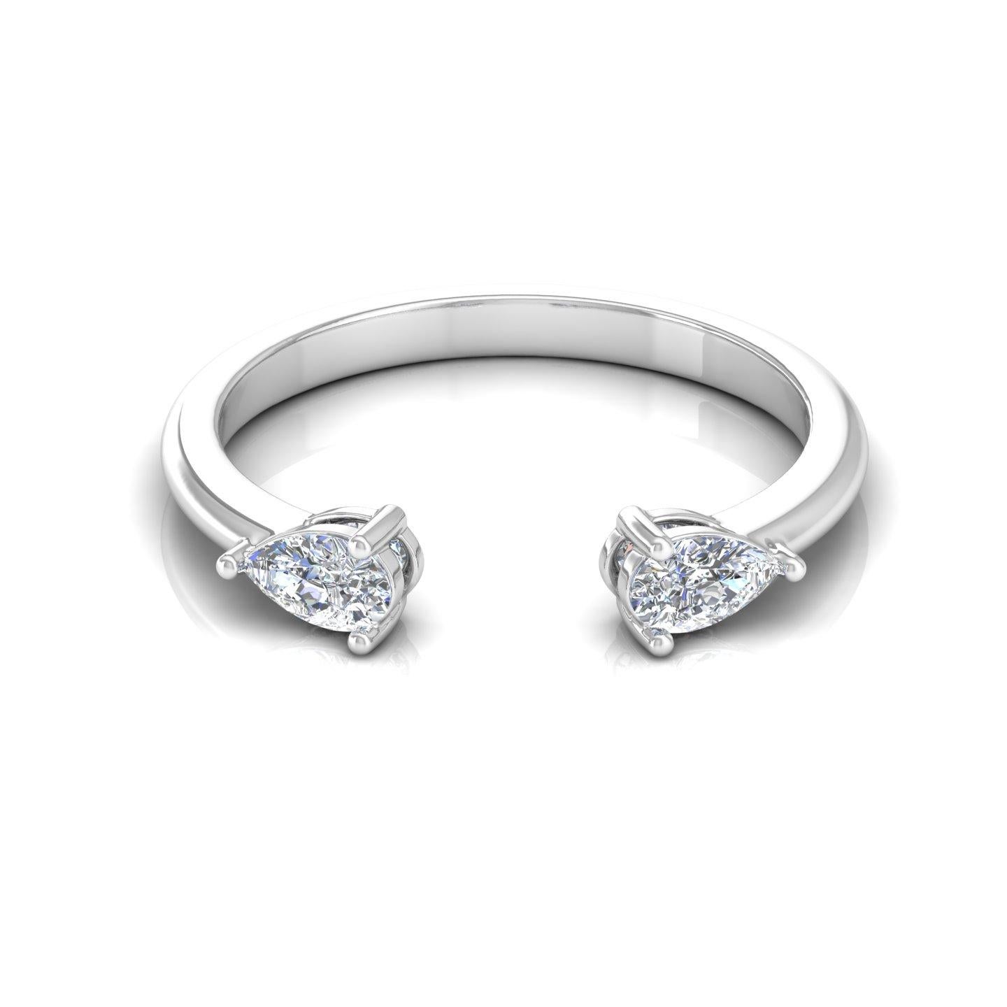 For Sale:  Minimalist Open Ended 18k Solid White Gold Ring with 0.35cts SI/H Color Diamond 4