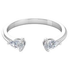 Minimalist Open Ended 18k Solid White Gold Ring with 0.35cts SI/H Color Diamond