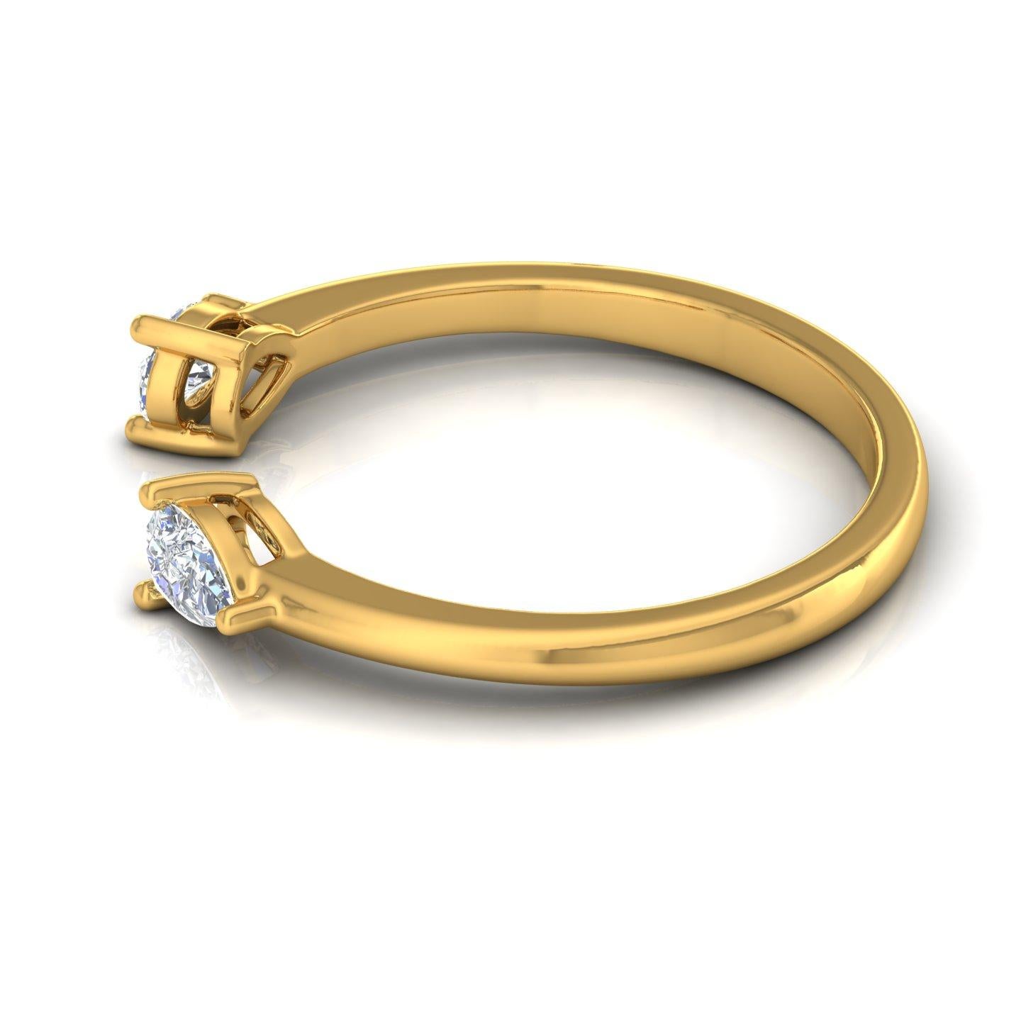 For Sale:  Minimalist Open Ended 18k Solid Yellow Gold Ring with 0.35cts SI/H Color Diamond 2