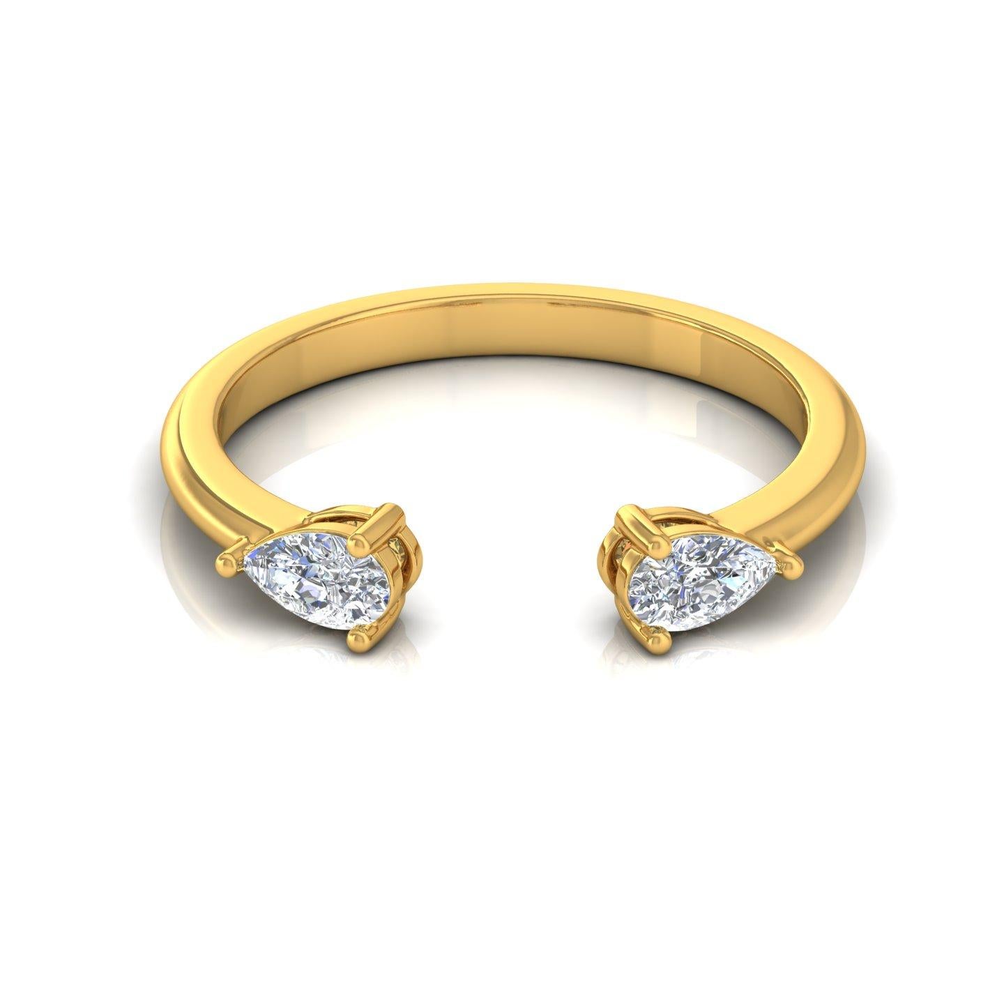 For Sale:  Minimalist Open Ended 18k Solid Yellow Gold Ring with 0.35cts SI/H Color Diamond 3
