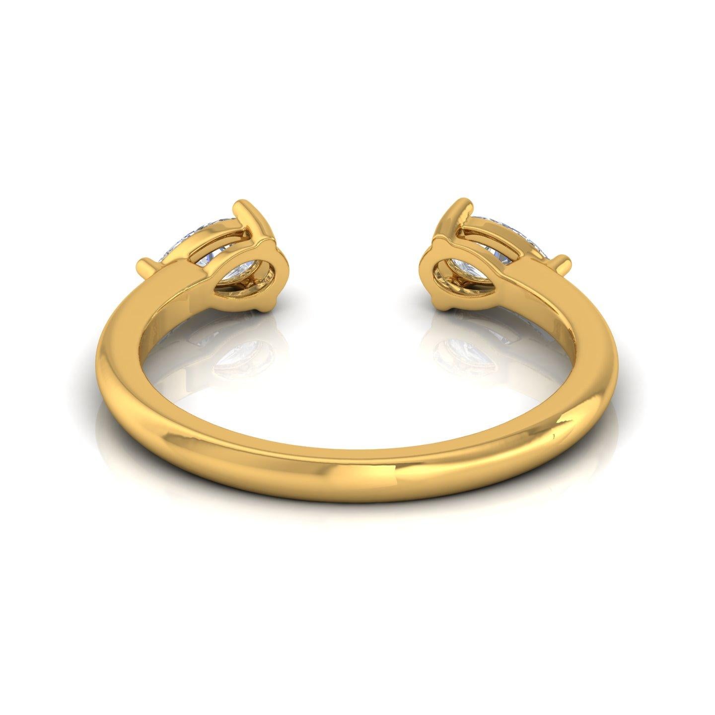 For Sale:  Minimalist Open Ended 18k Solid Yellow Gold Ring with 0.35cts SI/H Color Diamond 4