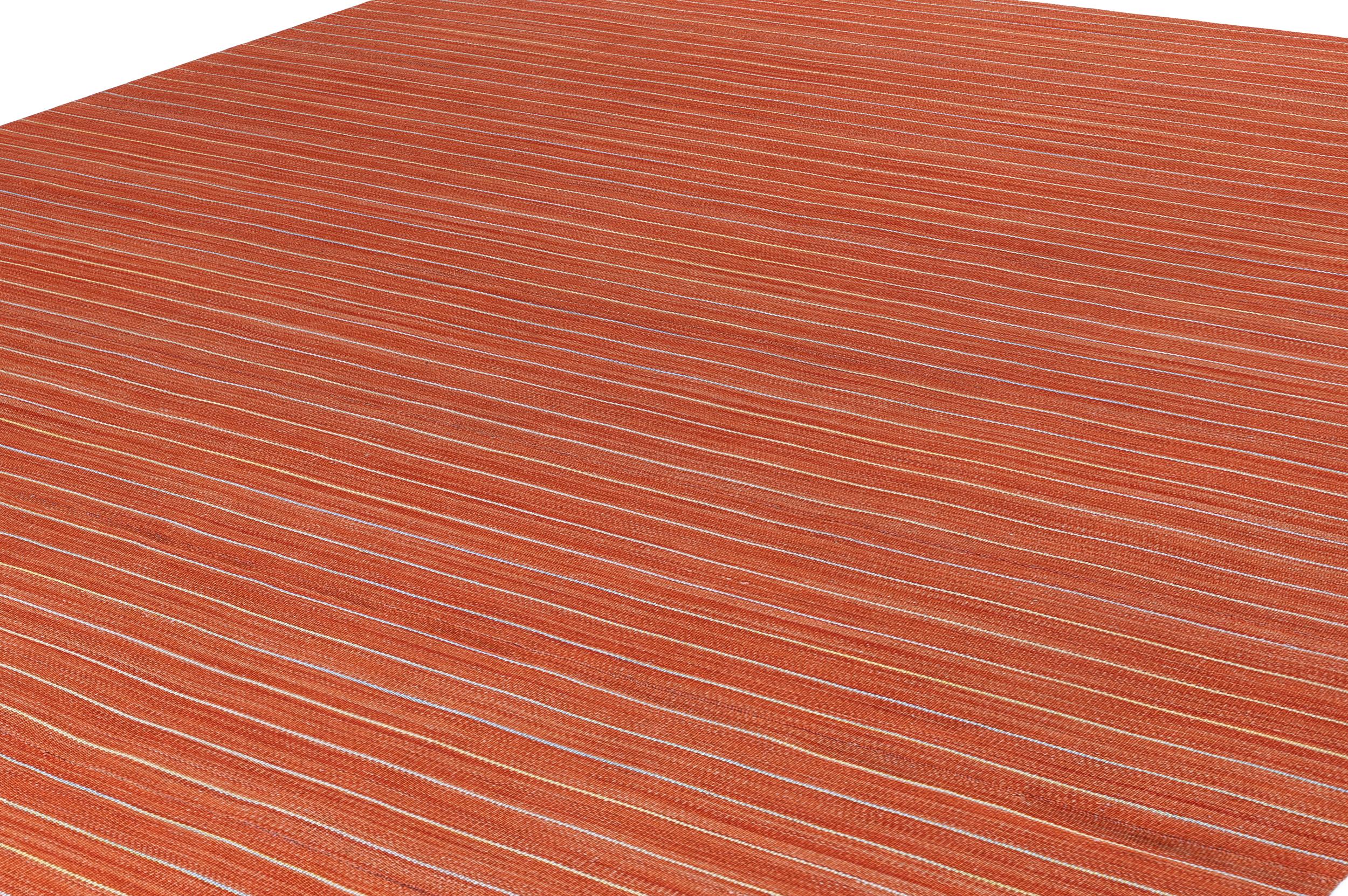Minimalistischer moderner Pelas Flachgewebe-Teppich in Orange (Kelim) im Angebot