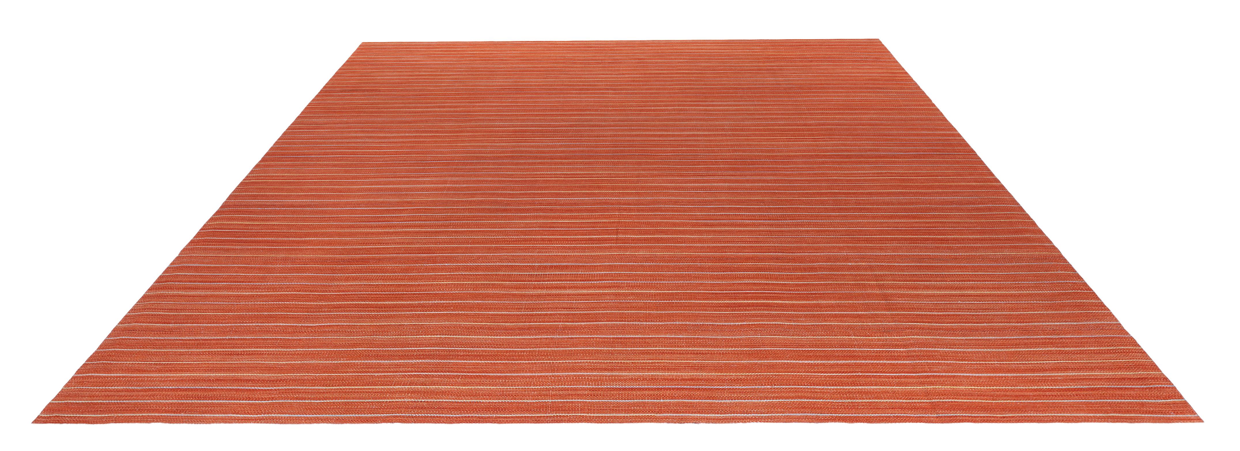 Minimalistischer moderner Pelas Flachgewebe-Teppich in Orange (Persisch) im Angebot