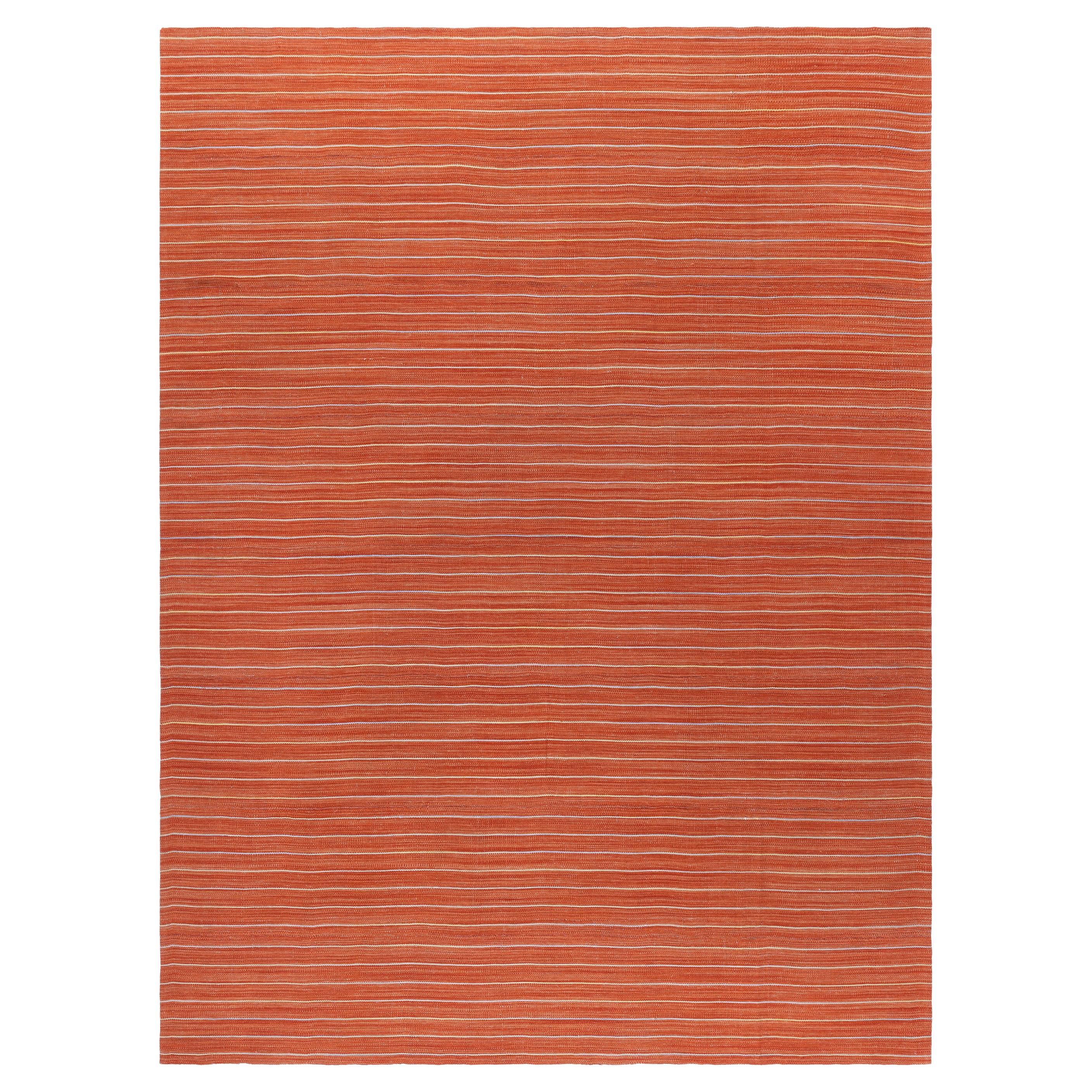 Minimalistischer moderner Pelas Flachgewebe-Teppich in Orange