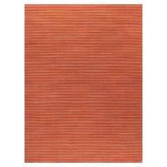 Tapis Pelas à armure plate, moderne et minimaliste, de couleur orange