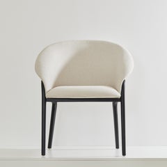 Minimalist Organic Chair in black Solid Wood, off-white textiles Seating