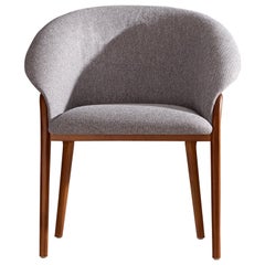 Vintage Minimalist Organic Chair in Solid Wood, Upholstered Seating