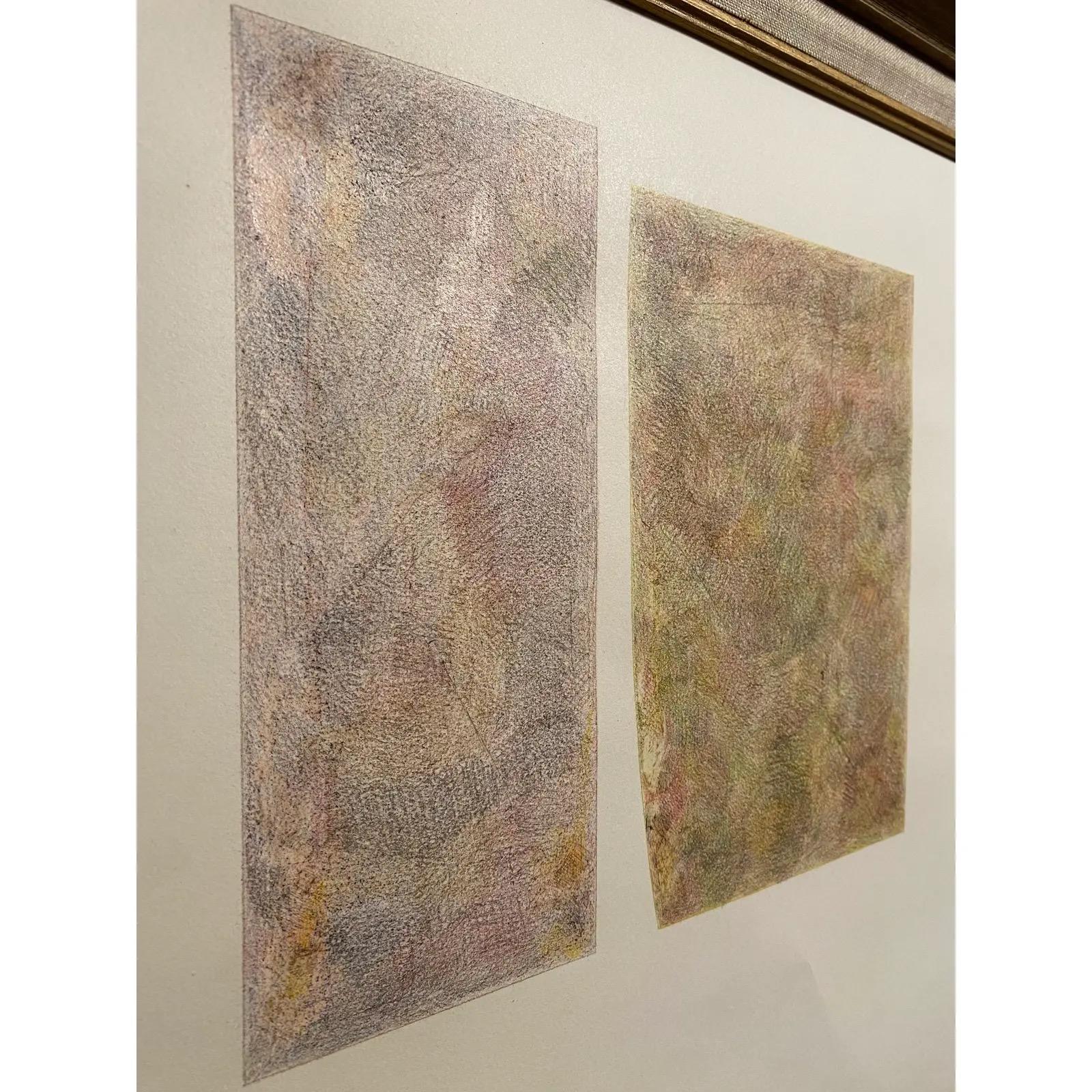Disegno astratto minimalista originale firmato a matita su carta incorniciato in una cornice dorata in vendita 2