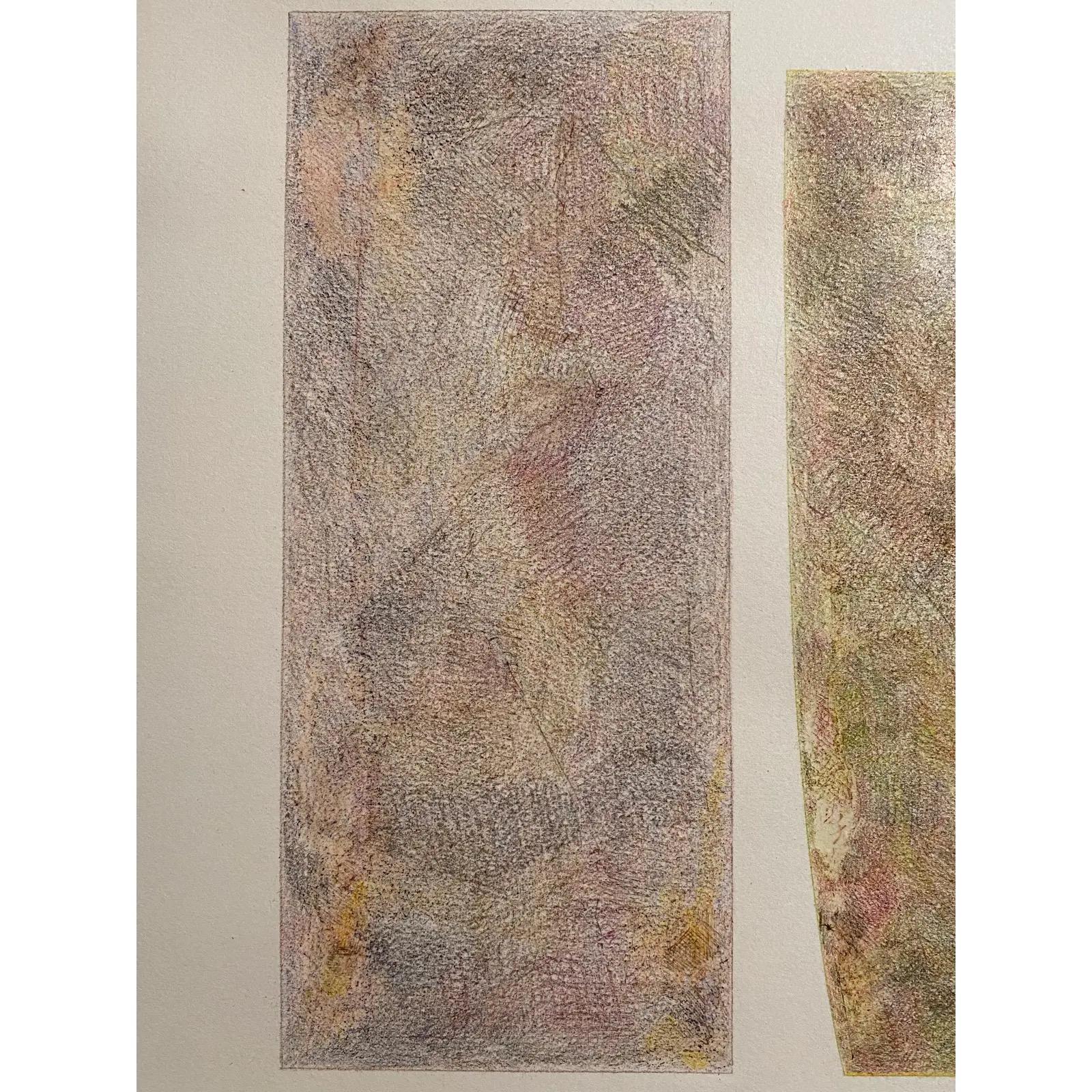 Disegno astratto minimalista originale firmato a matita su carta incorniciato in una cornice dorata In condizioni buone in vendita a Round Top, TX