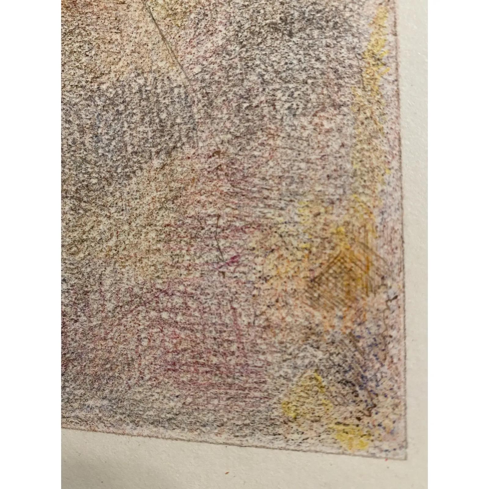 XX secolo Disegno astratto minimalista originale firmato a matita su carta incorniciato in una cornice dorata in vendita