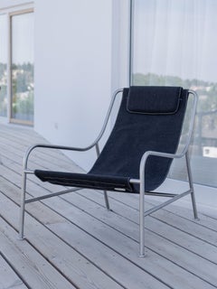 LISBOA – Brushed Stainless Steel Sling Chair with Textile Finish