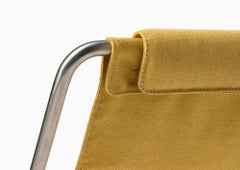 LISBOA - Chaise longue en acier inoxydable brossé avec finition textile