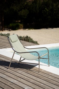 LISBOA – Polished Stainless Steel Sling Chair with Textile Finish