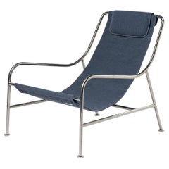 Fauteuil d'extérieur minimaliste en tissu « Sky » et acier inoxydable brossé