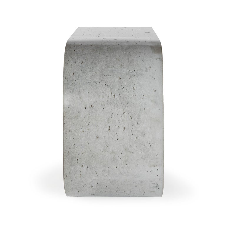 Polished Minimalist Outdoor Sealed Concrete Side Table For Sale