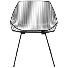 Minimalist Outdoor Wire Lounge Chair, The Bunny Lounge in Black