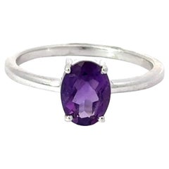 Minimalistische Oval Cut Amethyst Single Stone Ring mit Silber Schmuck Geschenk für Mama
