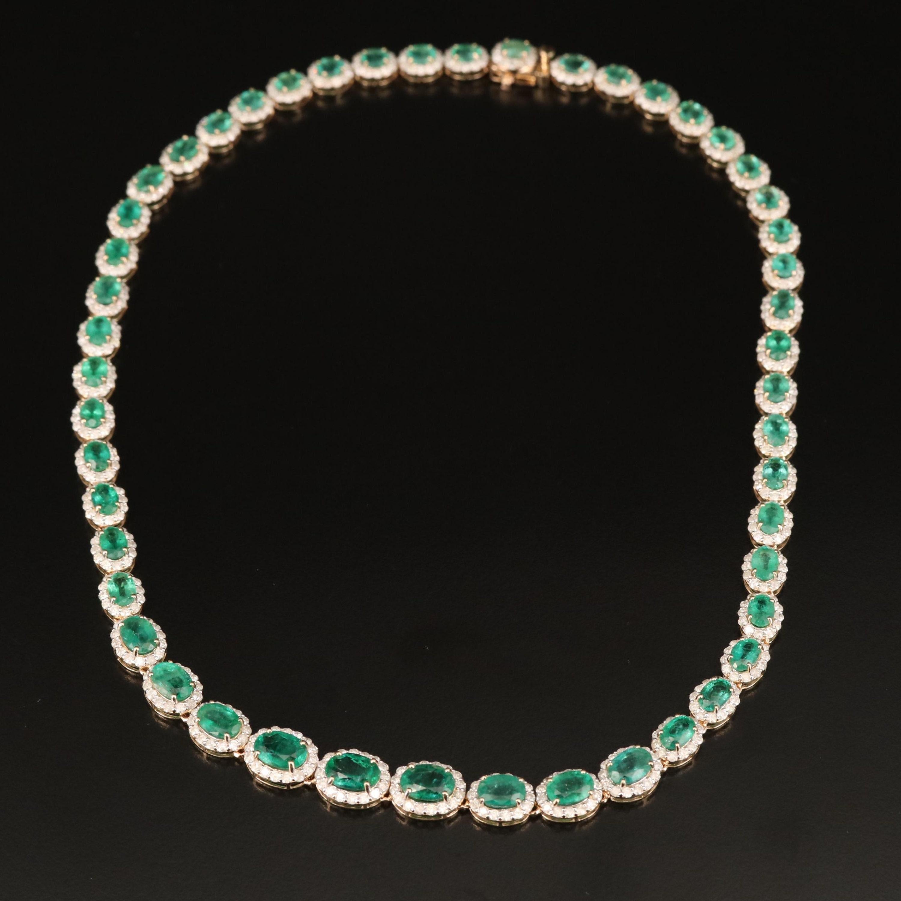 Minimalist Oval Cut Emerald Diamonds Gold Necklace, Unique Natural Emerald Diamond Gold Necklace, - Diamond Gold Necklace For Her
 
 Item Description
 → Handmade, Made to order
 → Material: SOLID 18K/18K GOLD
 
 
 Stone Details
 
 → Primary Stone(s)