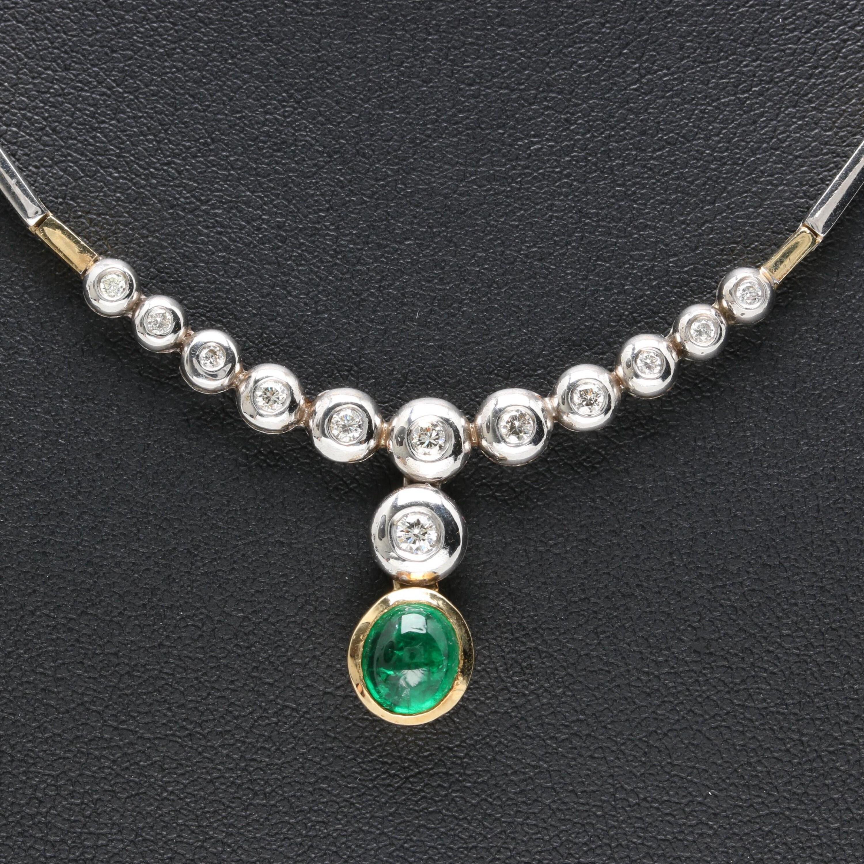 Modern Oval Cut Emerald Diamonds Necklace, Unique Bridal Natural Emerald Diamond Necklace,  Emerald Diamond Necklace
 
 Item Description
 → Handmade, Made to order
 → Material: SOLID 18K/18K GOLD
 
 Stone Details :
 
 CENTER DIAMONDS
 Count: 12

