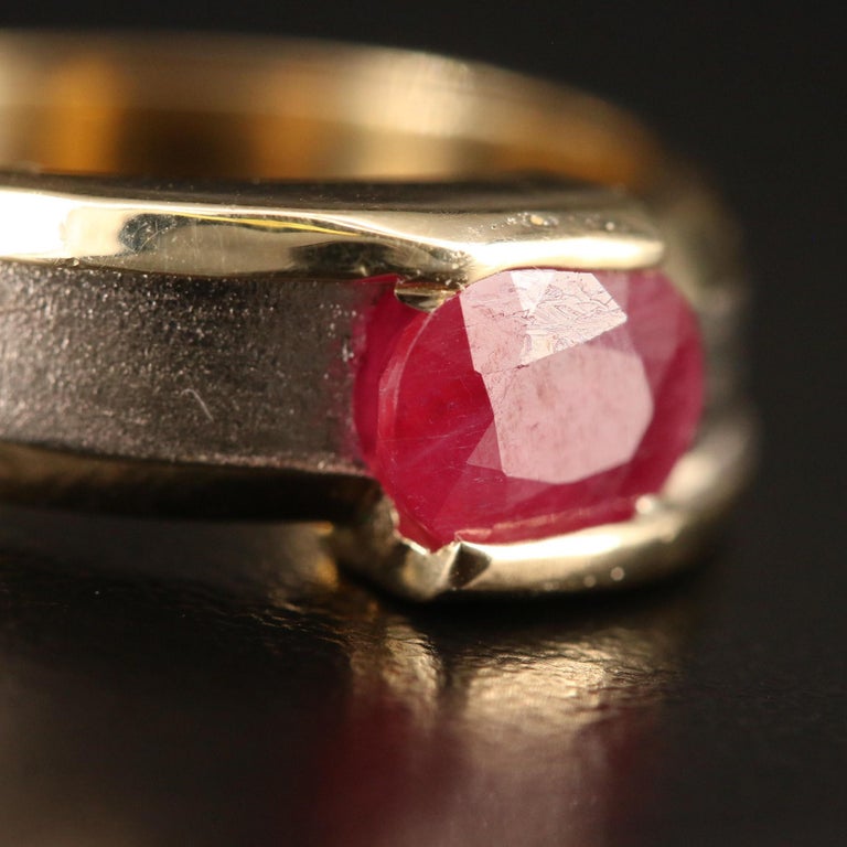 For Sale:  Minimalist Oval Cut Ruby Fashion Ring Antique Yellow Gold Ruby Promise Ring Band 5