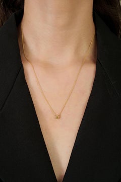 Minimalist Oval Cut Yellow Diamond Solitaire Pendant Necklace in 18K Yellow Gold