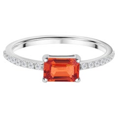 Minimalist Sapphire & Natural Diamond Ring 10K White Gold Jewelry