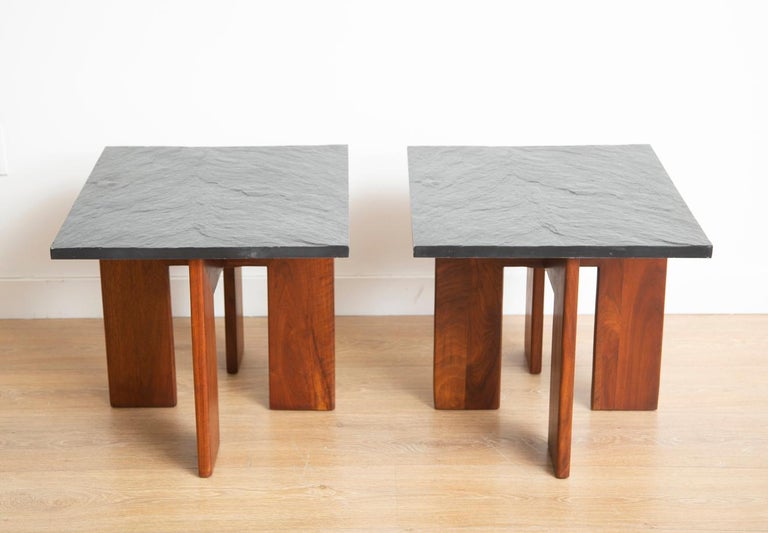 Mid-Century Modern Minimalist Pair of Side Table by Phillip Lloyd Powell, USA 1960 For Sale