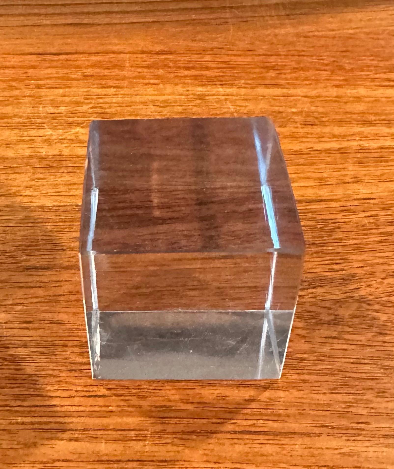 Minimalist Pair of Solid Crystal Cube Sculptures / Paperweights For Sale 7