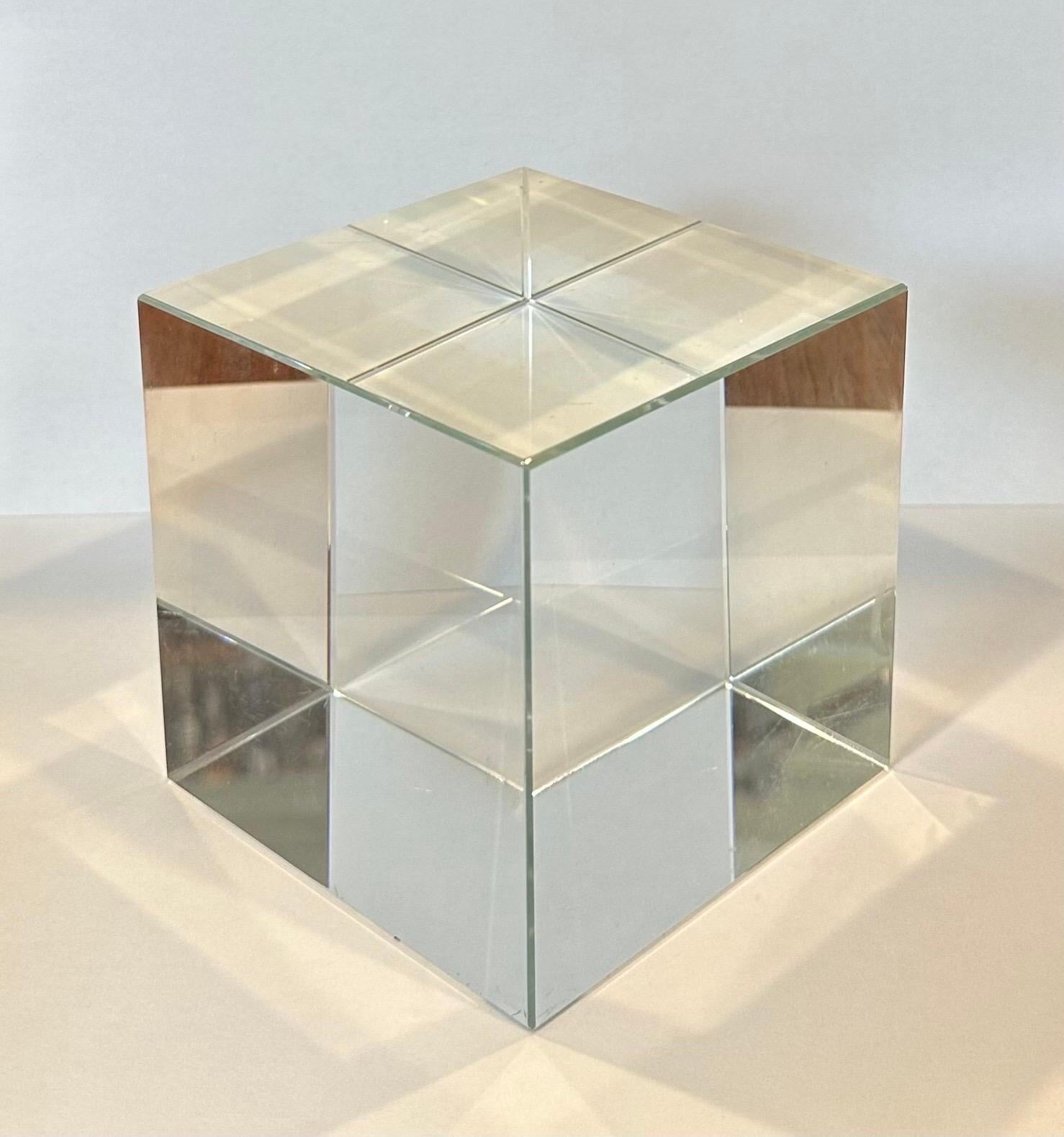 Minimalist Pair of Solid Crystal Cube Sculptures / Paperweights For Sale 8