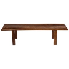 Used Minimalist Palmwood Bench, Netherlands, 1970s