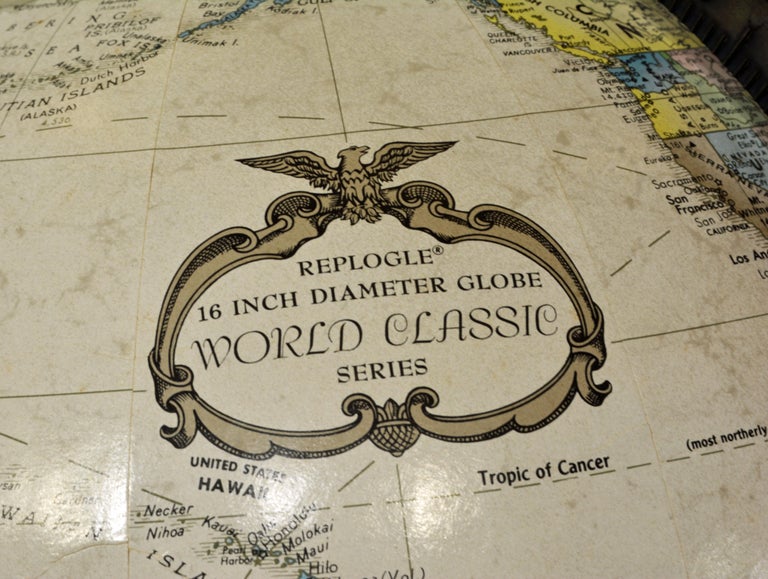 Minimalist Paul McCobb Style Replogle Terrestrial Globe on Brass Stand ...