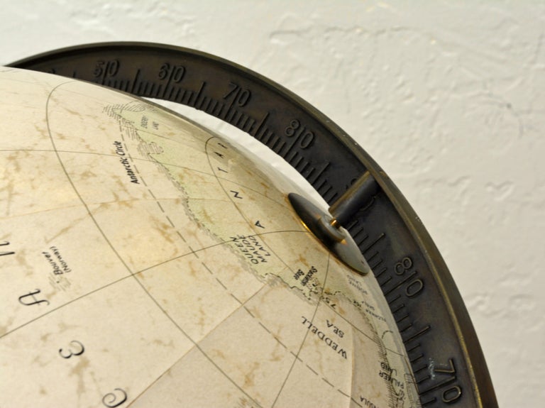 Minimalist Paul McCobb Style Replogle Terrestrial Globe on Brass Stand ...
