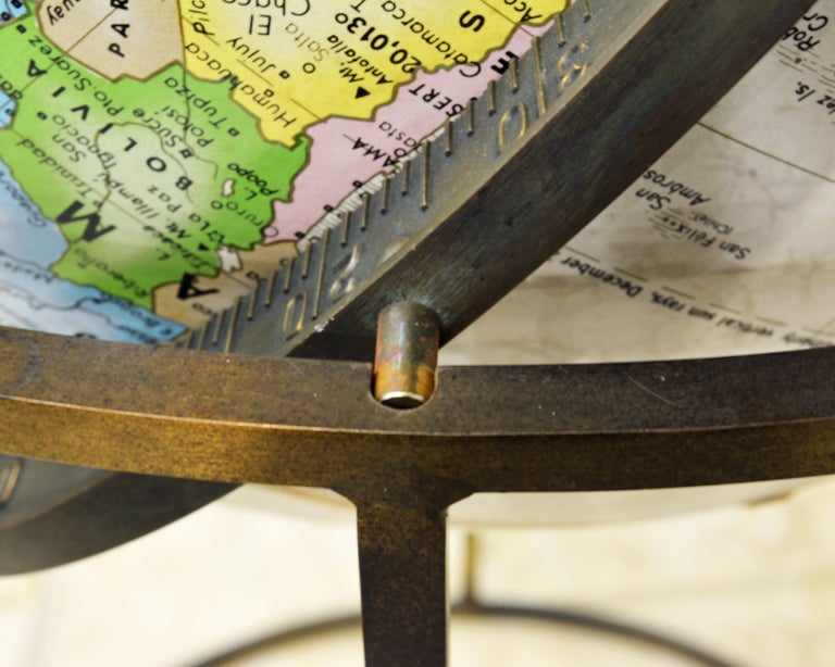Minimalist Paul McCobb Style Replogle Terrestrial Globe on Brass Stand ...
