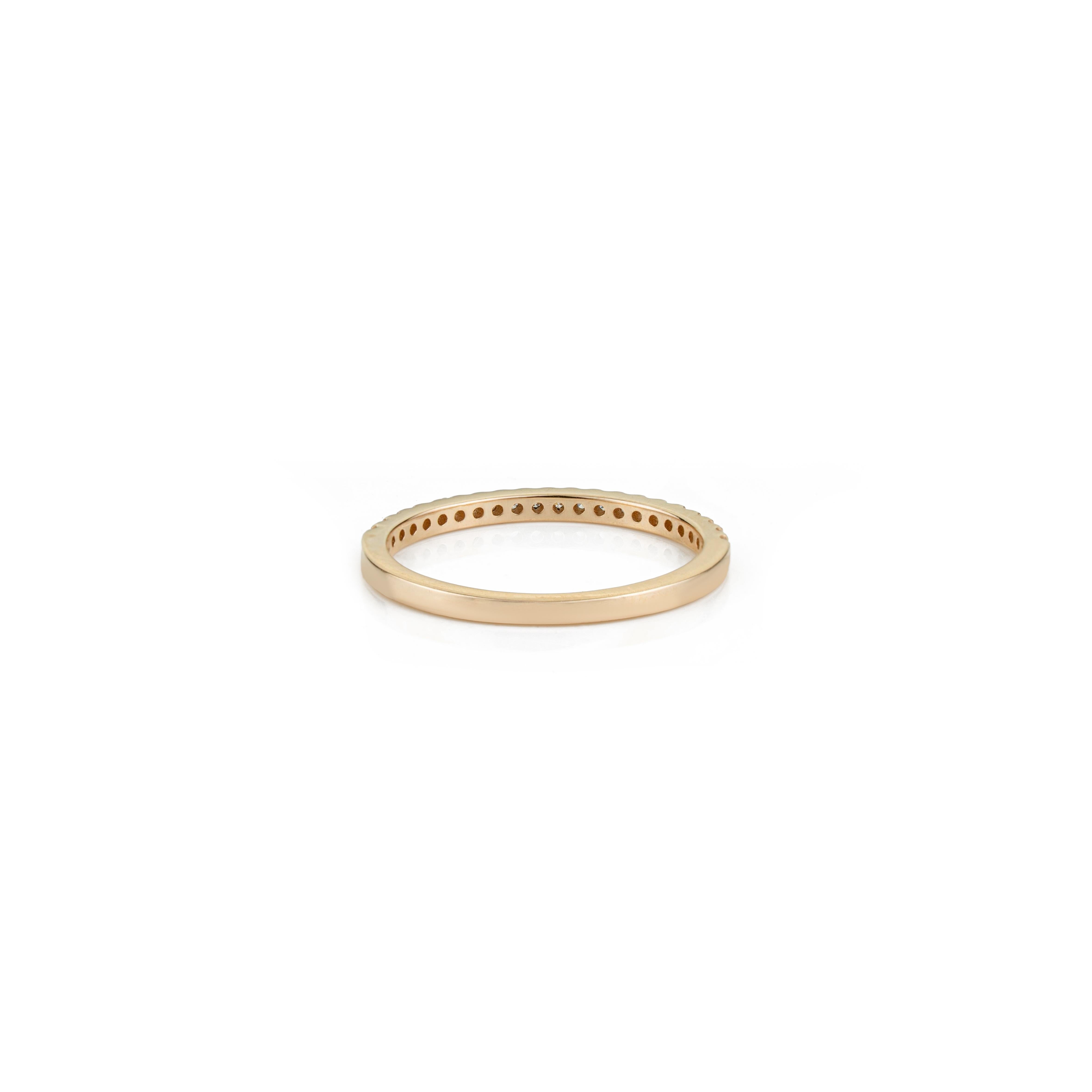 Customizable Minimalist Pave Diamond Eternity Band Ring 14K Yellow Gold ...