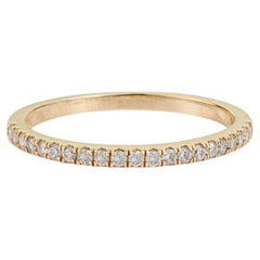 Minimalist Pave Diamond Eternity Band Ring 14K Yellow Gold Dainty Stackable Band