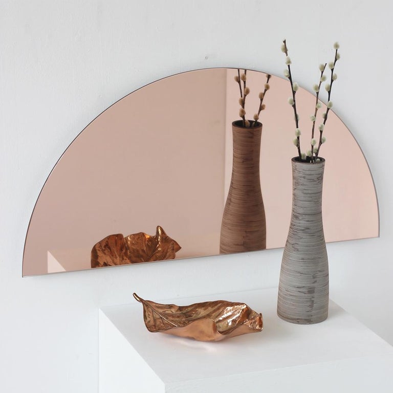 Minimalist Peach / Rose Gold Tinted Bathroom Wall Mirror Frameless