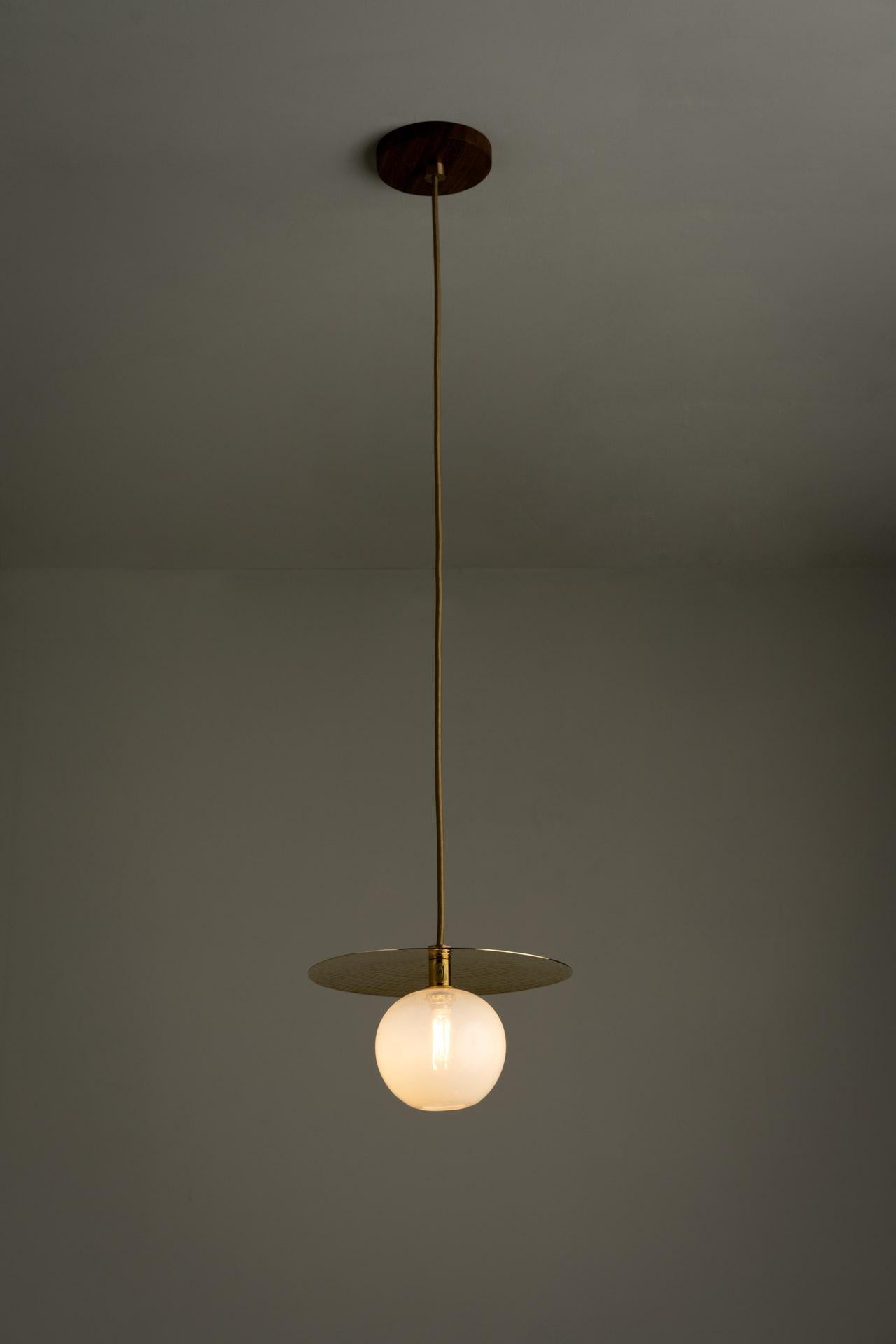 Mexican Minimalist Pendant Light Hammered Finish Glass Globe For Sale