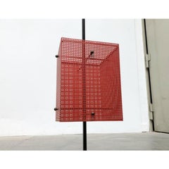 Minimalist Umbrella Stand, Perforated Steel, Mid-Century Modern, 1960s