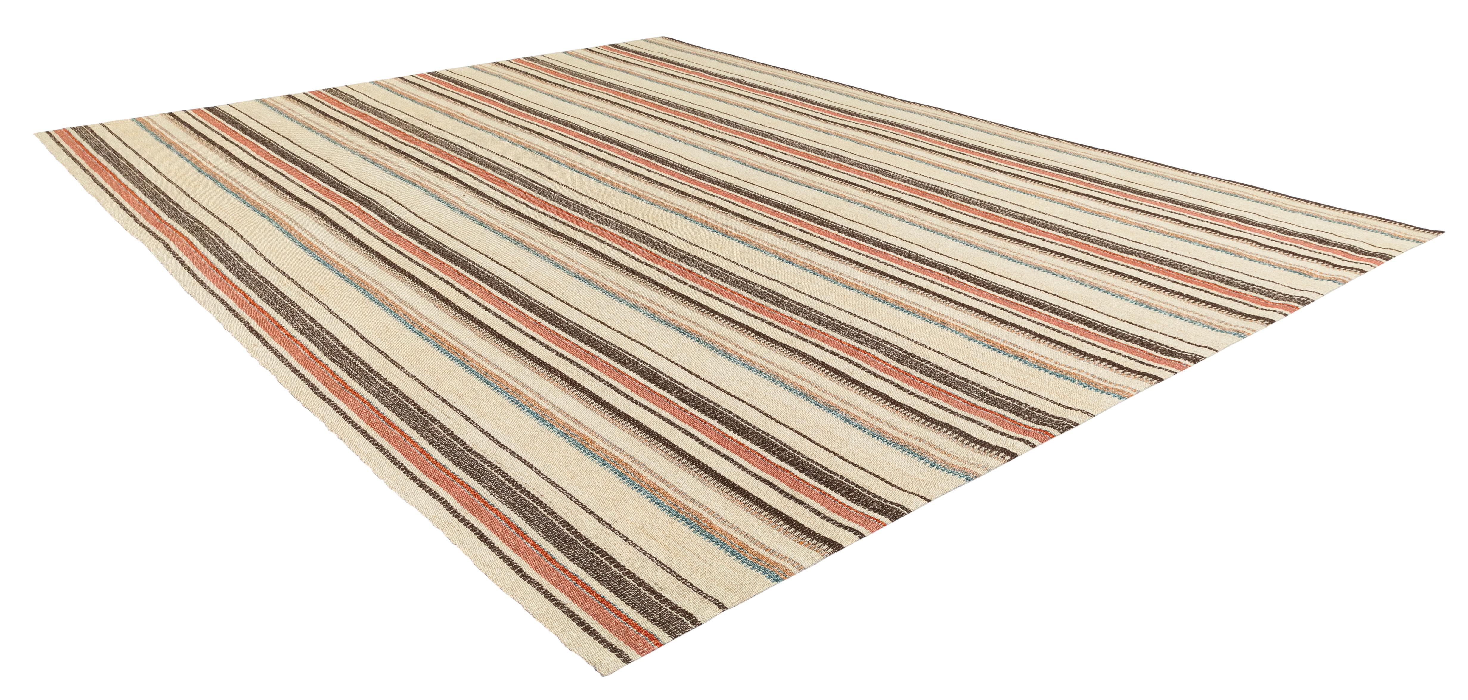 Alfombra Persa Minimalista de Tejido Plano - Lana Hilada a Mano, Teñida con Tintes Vegetales Tejido a mano en venta
