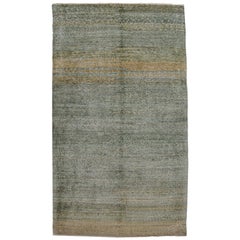 Minimalist Persian Rug, Green, Yellow Wool, Orley Shabahang, 3' x 4'
