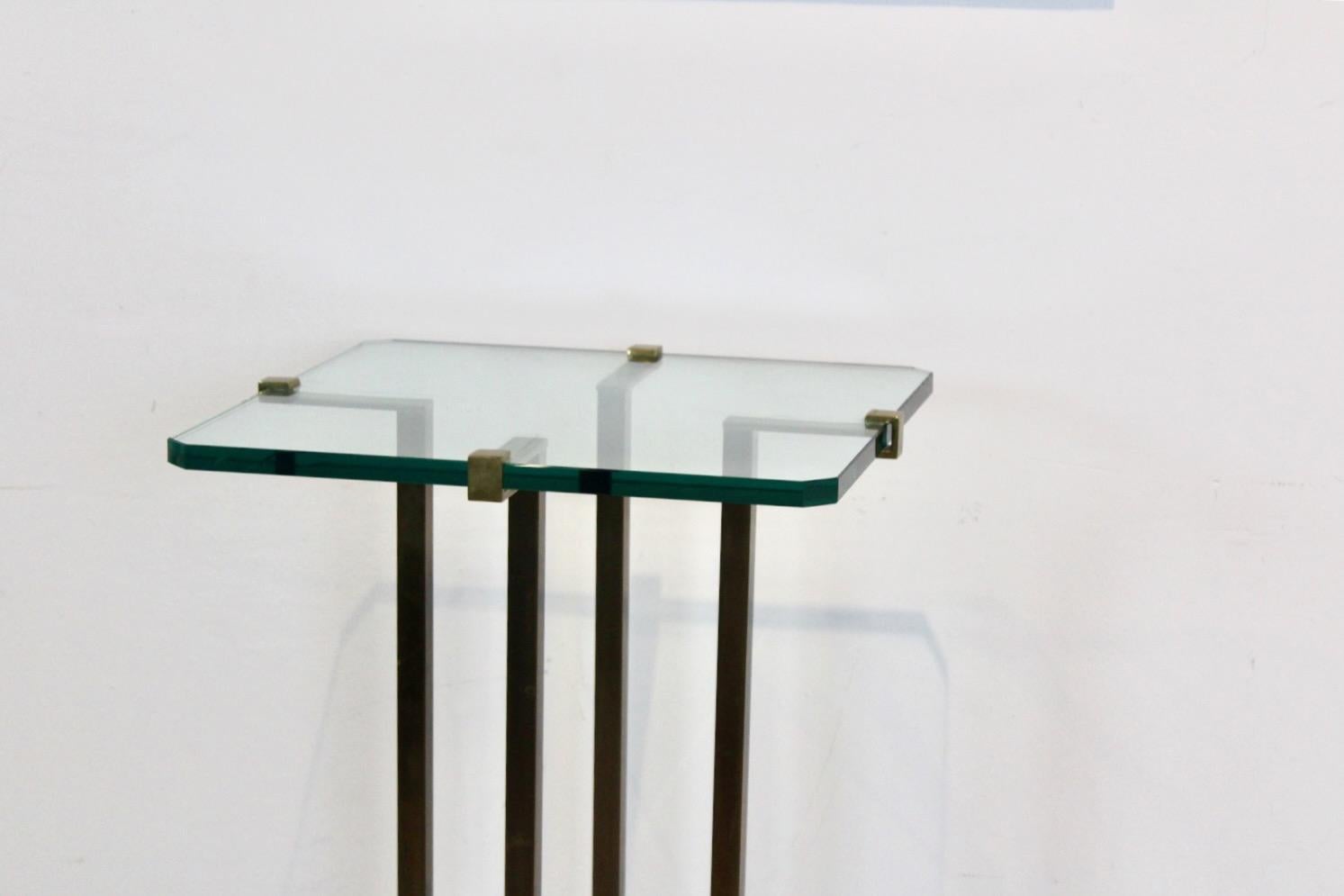 20th Century Minimalist Peter Ghyczy Brass and Glass Pedestal Table For Sale