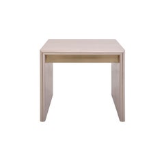 Minimalist Petra Wooden Side Table With Smoke Brass Metal Detail