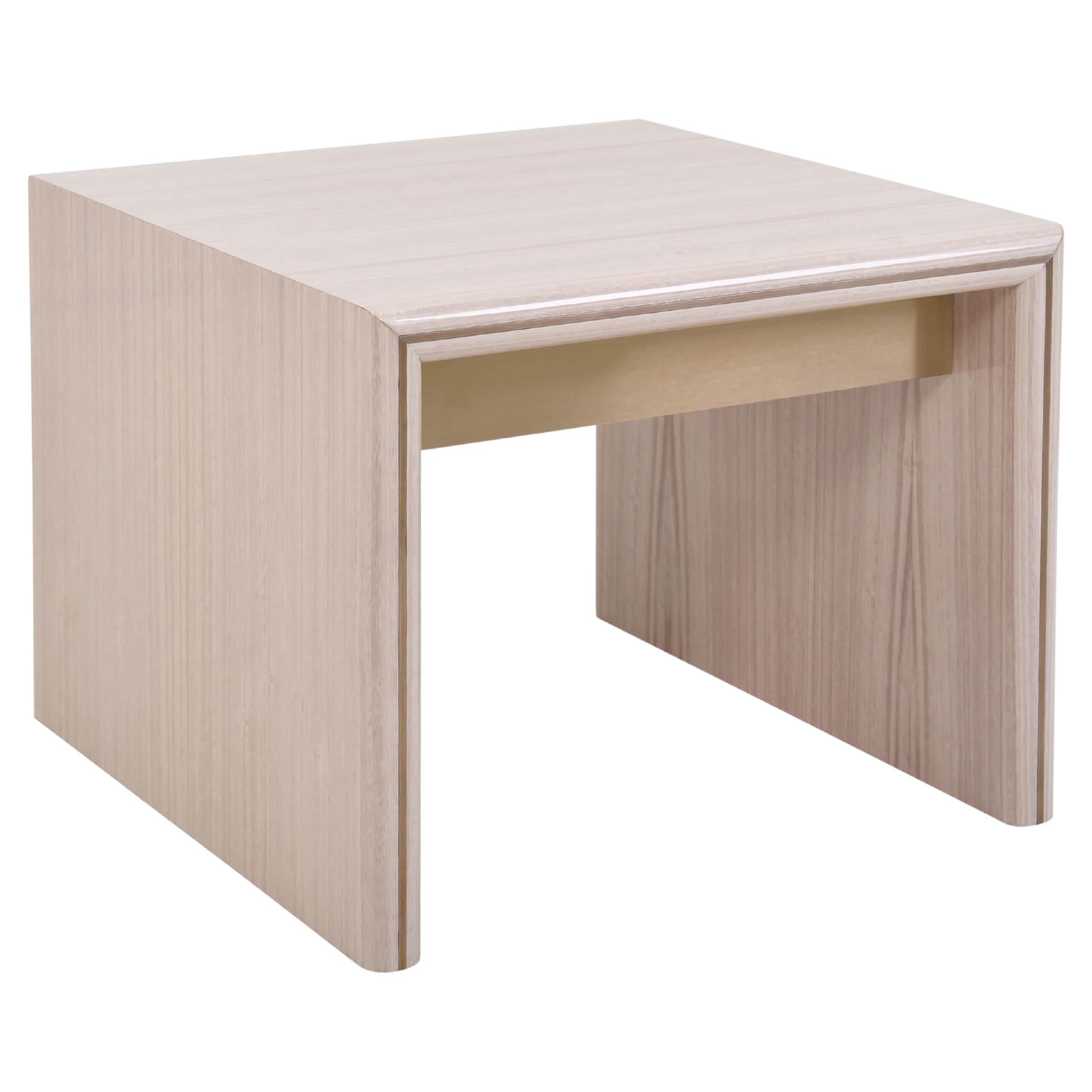 Minimalist Petra Wooden Side Table With Smoke Brass Metal Detail