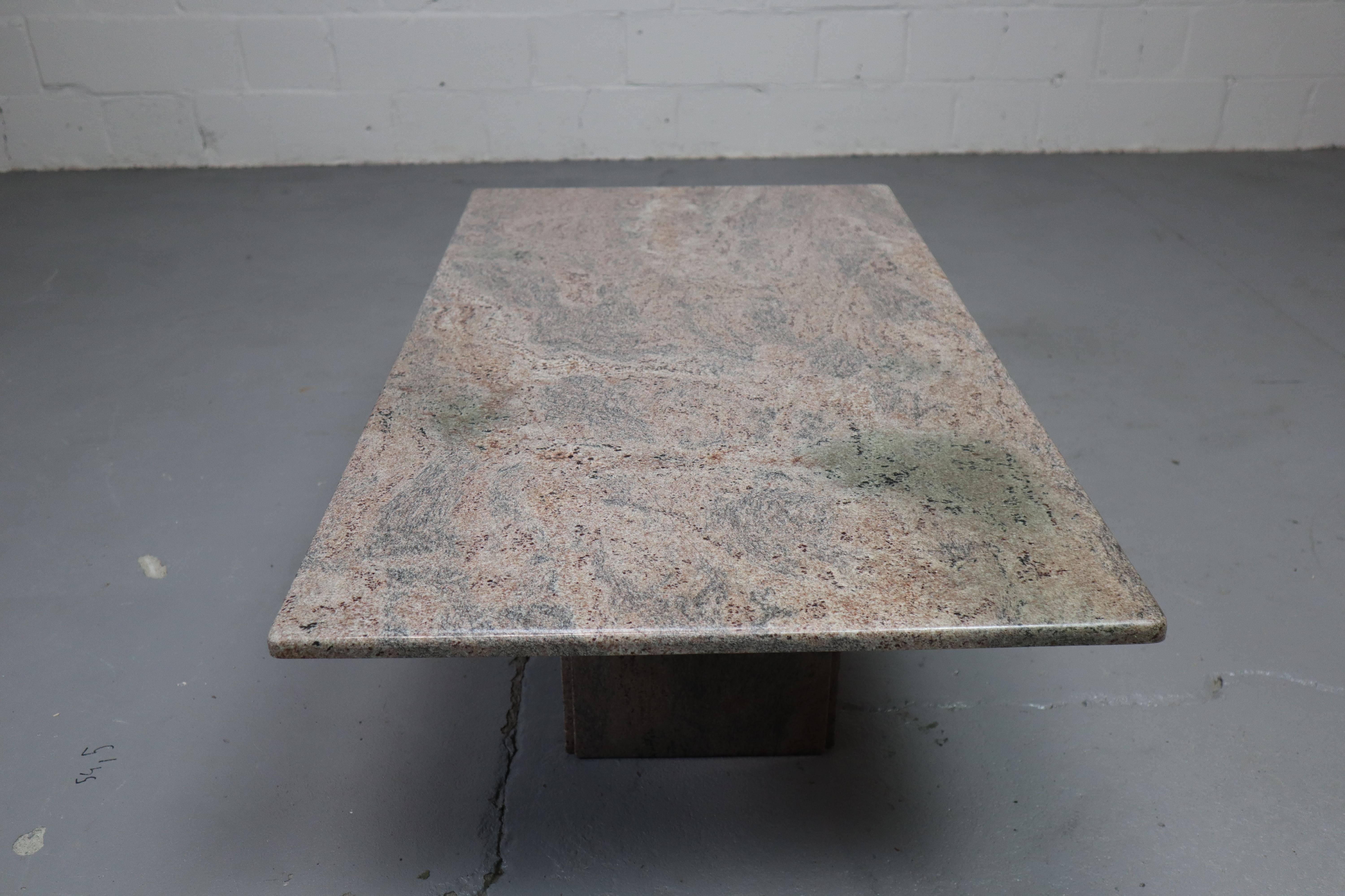 20th Century Minimalist pink granite coffee table, 1980's Belgium For Sale