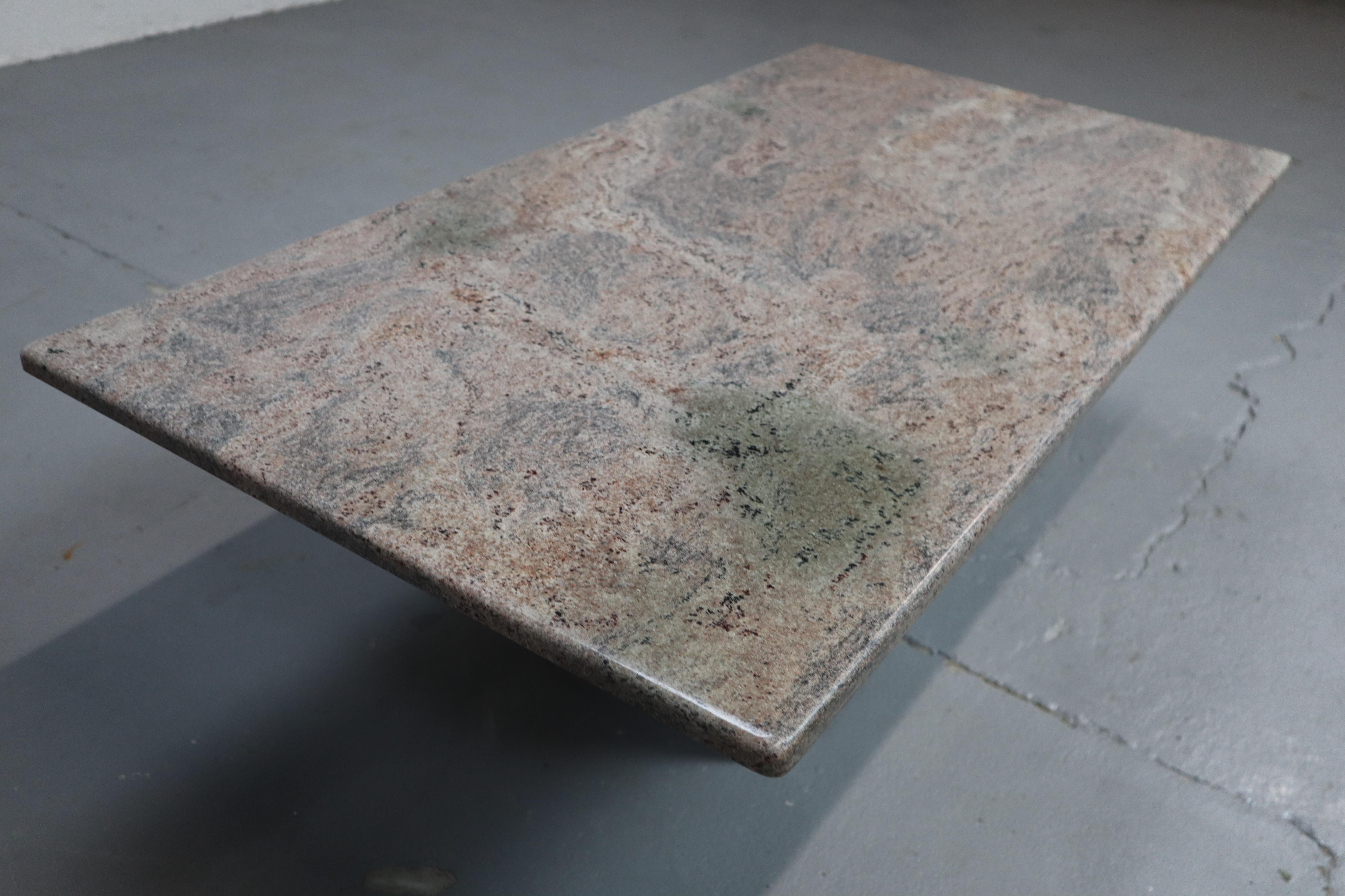 Granite Minimalist pink granite coffee table, 1980's Belgium For Sale