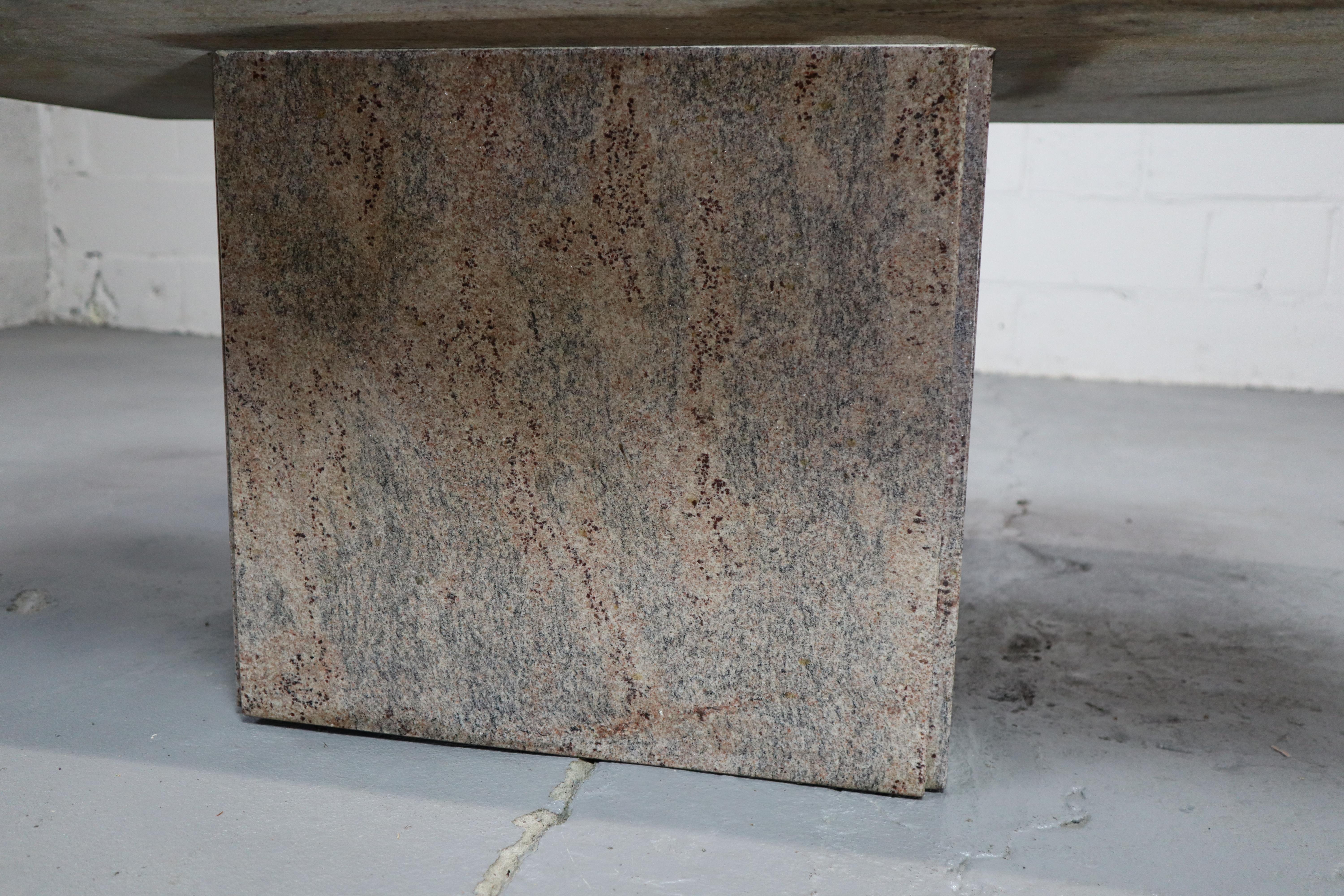 Minimalist pink granite coffee table, 1980's Belgium For Sale 1