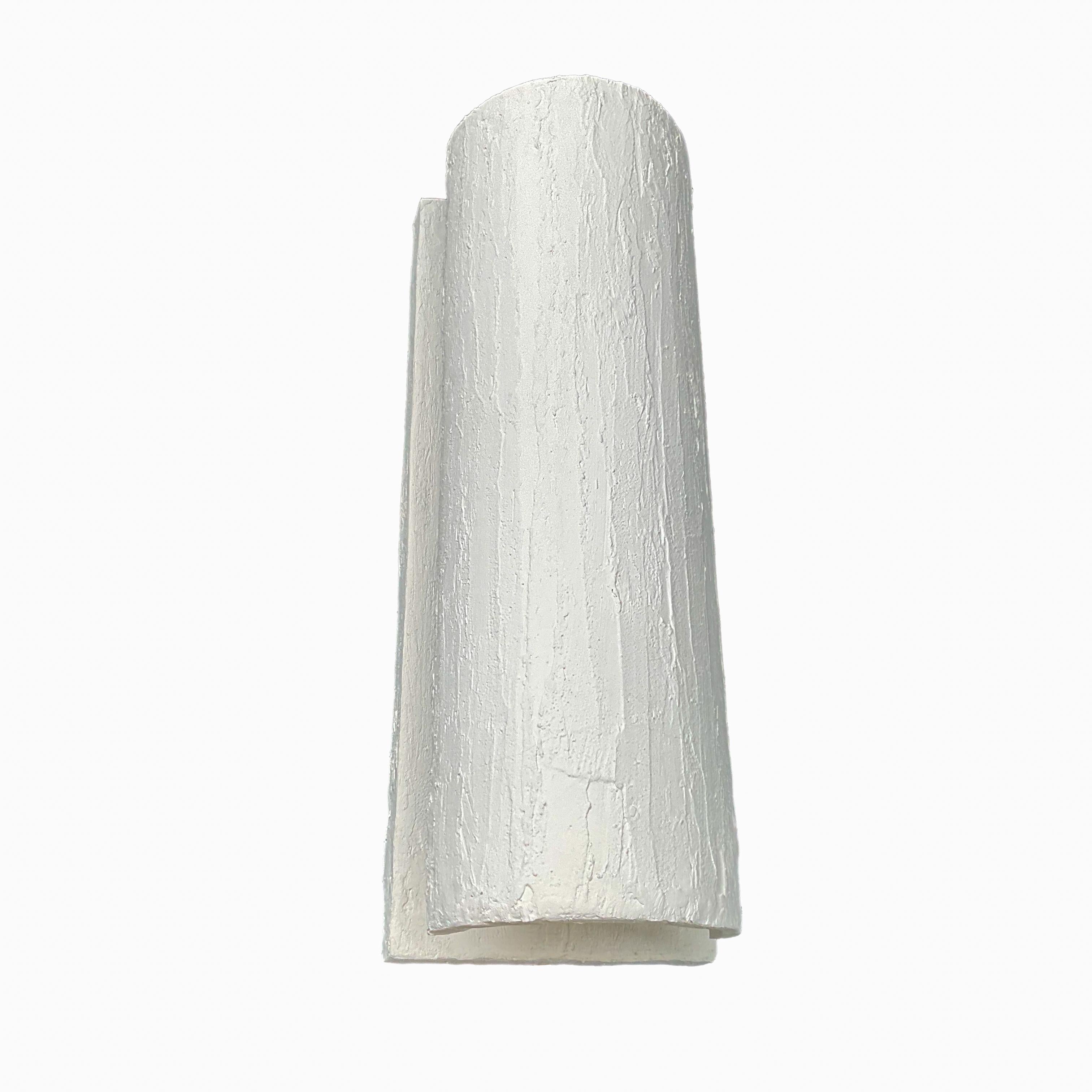 American Minimalist Plaster Cylinder Wall Sconce For Sale