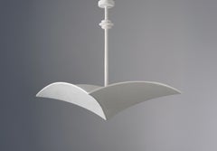“Veris” Sculptural Pendant Light, 26", Handcrafted in White Plaster